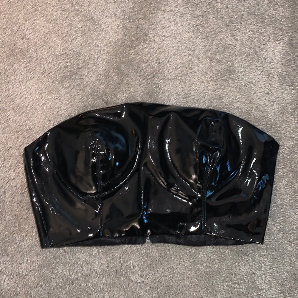 Naked wardrobe latex black crop top